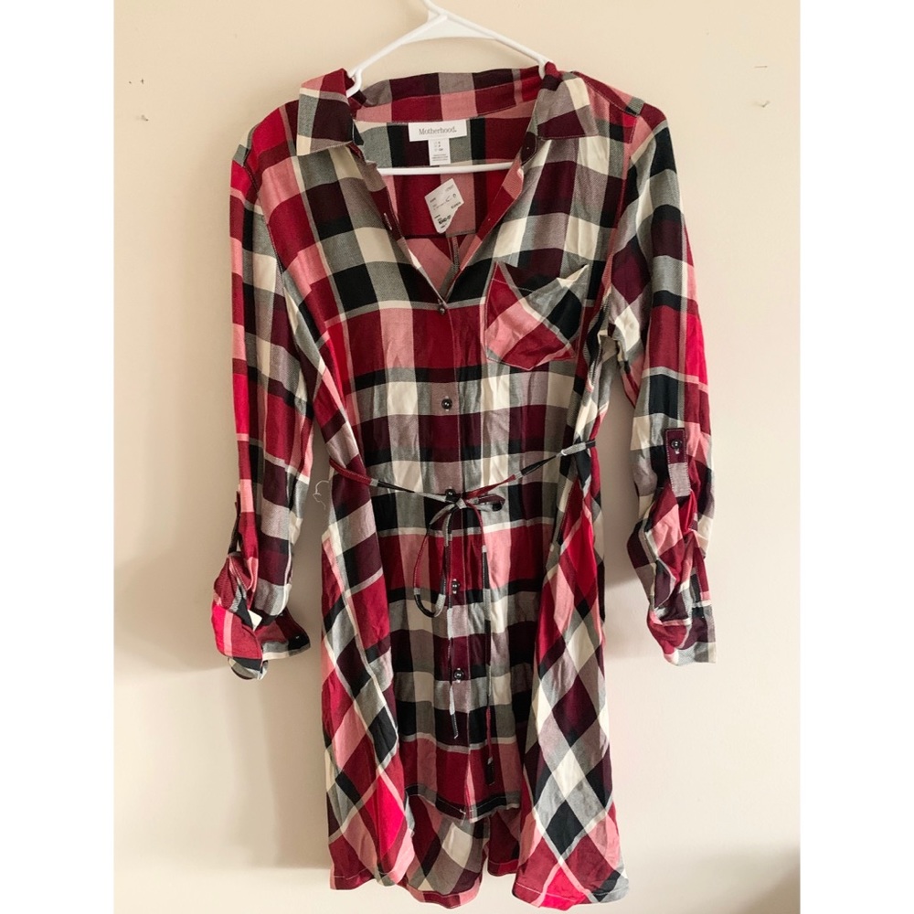 Motherhood Maternity Plaid Top